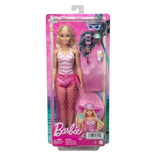 Mattel Barbie Doll with Swimsuit and Beach-Themed Accessories Toy New with Box