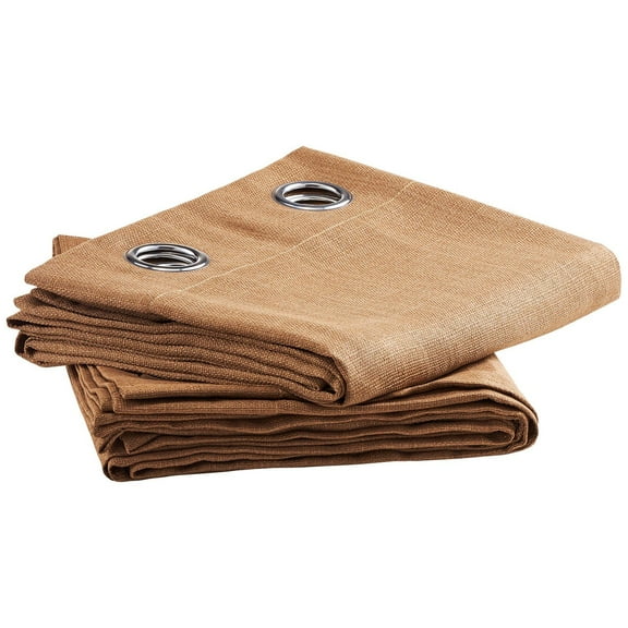 Natural Linen Curtains 52 x 84 Inch 2 Panels, Light Filtering Grommet Curtains