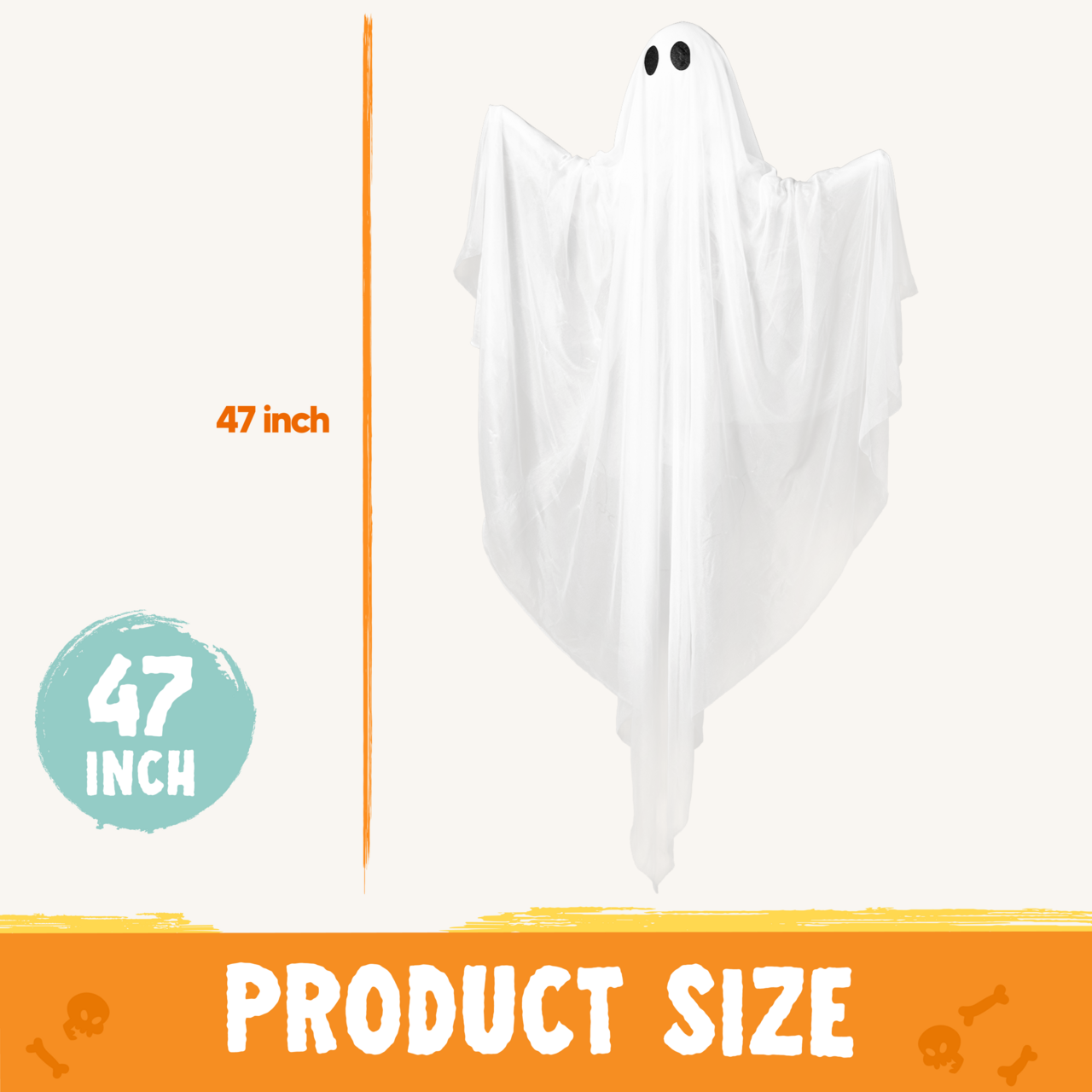 Joyfy Hanging Light-Up Ghost Decoration, White, 47 In photo 4