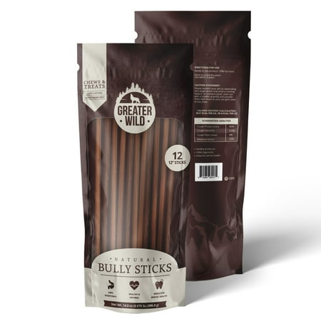 UPC: 0810084932131 | Greater Wild 12  Standard Bully Sticks Dog Treats  12 Pack  – Single Ingredient 100% All Natural Beef  Long Lasting Dog Chews for Puppies  Small Dogs  and Older Dogs – 100% Digestible-