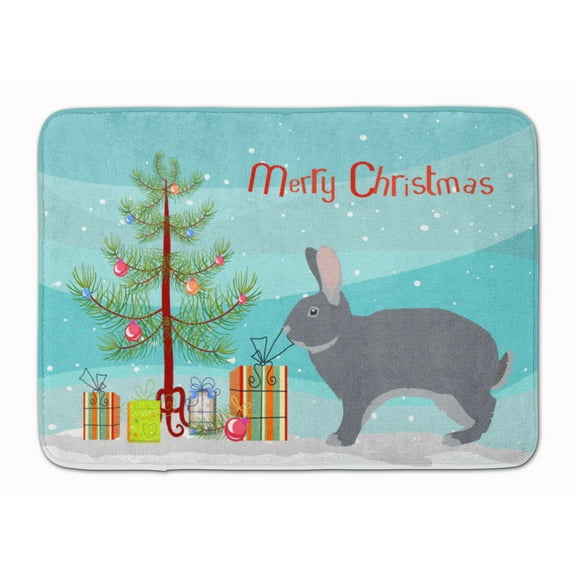 Carolines Treasures BB9333RUG Giant Chinchilla Rabbit Christmas Machine Washable Memory Foam Mat Teal 19 X 27"