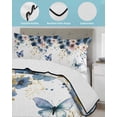 thumbnail image 4 of Navy Blue Spring Floral Twin Size Down Alternative Comforter, Lightweight Comforter Quilt Bedding Set with Pillow Shams Farmhouse Butterfly Watercolor All Seasons Bed Comforter Duvet Insert 68"x86", 4 of 7