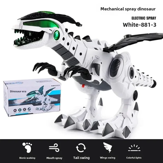 Wholesale Large-Size White Mechanical Dinosaur Toy with Remote Control - Spray & Flame Effects, Realistic Simulation, Durable Plastic Construction, Intelligent Gift for Kids of All Ages, Interactive