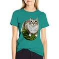 thumbnail image 6 of Cute Cat & Watermelon Print T-shirt Playful Summer Style, 6 of 9