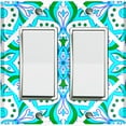 thumbnail image 1 of Metal Light Switch Plate Cover Neon Green Teal Flower Mandala Tile Pattern MDL034, 1 of 13