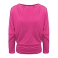 thumbnail image 6 of BWASD Womens Oversized Long Sleeve T Shirt Casual Basic Crewneck Tee Soft Solid Color Workout Warm Top Sweatshirts for Fall Winter Y2K Clothes Hot Pink S, 6 of 7