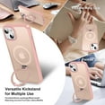 thumbnail image 3 of Magnetic for iPhone 14 Case with Ring Stand, [10 FT Drop Protection] [Velvety Touch] Slim Translucent Matte Back Shockproof Phone Case for iPhone 14 6.1'', Pink, 3 of 14