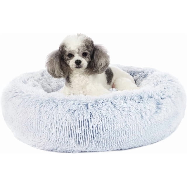 Calming Donut Dog Bed es Round Fluffy for Large Dogs -Anxiety Plush Machine Washable ( Large)