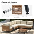 thumbnail image 5 of LAUSAINT HOME 7-Piece Outdoor Wicker Patio Furniture Conversation Set, Sectional Sofa with Cushions, Beige, 5 of 11
