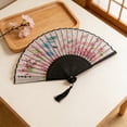 thumbnail image 2 of Decorative Silk Folding Fan with Bamboo Ribs, Durable Hand Fan for Stage Props, Home Decor & Cultural Performances, 2 of 6