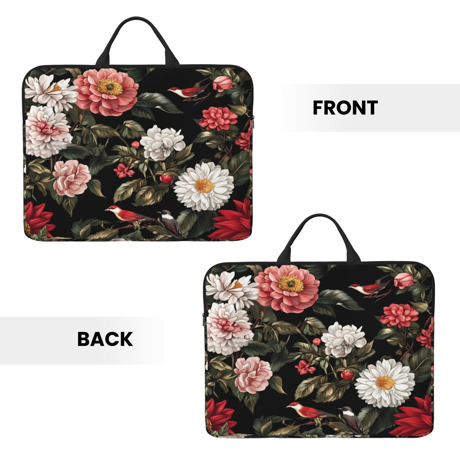 Laptop Sleeve Bag For Women Men 14inch Waterproof Durable Protective Computer Carrying Cover Handle Laptop Case Bag Flowers (6)