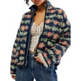 thumbnail image 1 of Gupgi Manteaux Matelassés Courts pour Femmes à Imprimé Floral, Ouvert à l'Avant, Doudoune Légère, Manteau Matelassé Rembourré, 1 of 8