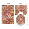 thumbnail image 3 of Red Pioneer Flower and Paisley Pattern Bathroom Rugs Sets 3 Piece,Toilet Cover Set,Absorbent Non Slip Bathroom Mats Sets with U-Shaped Contour Rug Toilet Rug Set, 3 of 5