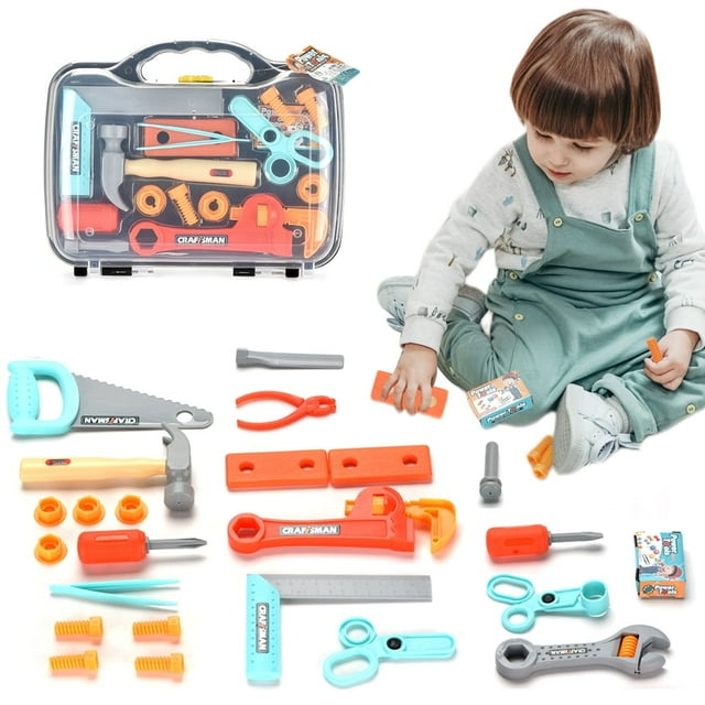 Boîte à Outils pour Enfants Ingénieur Simulation Outils de Réparation Jouet de Simulation Perceuse Tournevis Kit d'Outils Ensemble de Boîte à Jouets pour Garçons Enfants