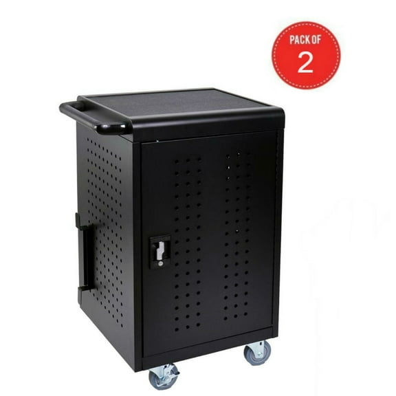 Luxor Office Mobile 30 Tablet Charging Cart - Black (pack of 2)