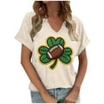 thumbnail image 2 of Uootdi St Patricks Day T Shirts for Women Cute V-Neck Short Sleeve Festival Gift Tops Lucky Irish Shamrock Clover Print Graphic Short Sleeve Tees Gift, 2 of 4