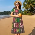 thumbnail image 4 of Disketp Ho Ho Ho Merry Christmas para Vestido de Manga Corta para Mujeres, Vestidos de Verano para Mujeres, Casual y Holgado para la Playa, 4 of 6