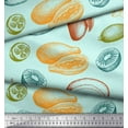 thumbnail image 2 of Soimoi Green Georgette Viscose Fabric Mix Fruits Print Fabric by the Yard 42 Inch Wide, 2 of 3