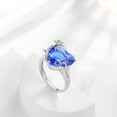 thumbnail image 3 of Juwaliy 9Ct Women Heart Ring 925 Sterling Silver Rose Flower December Birthstone Tanzanite Blue Solitaire Ring Jewelry Mom Christmas Birthday Gift, 3 of 11