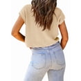 thumbnail image 2 of Women'S Summer Cropped Sweater Vest Trendy Cap Sleeve Crop Tops Crew Neck Loose Knit Tank Top Color M, 2 of 7