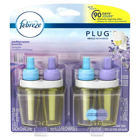Febreze Plug In Scented Oil Air Freshener Refills, Mediterranean Lavender, 2 x 0.87 Fl Oz