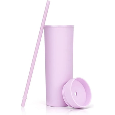 

Modwnfy Purple Acrylic Tumblers 16 oz Double Wall Plastic Tumblers with Lids and Straws