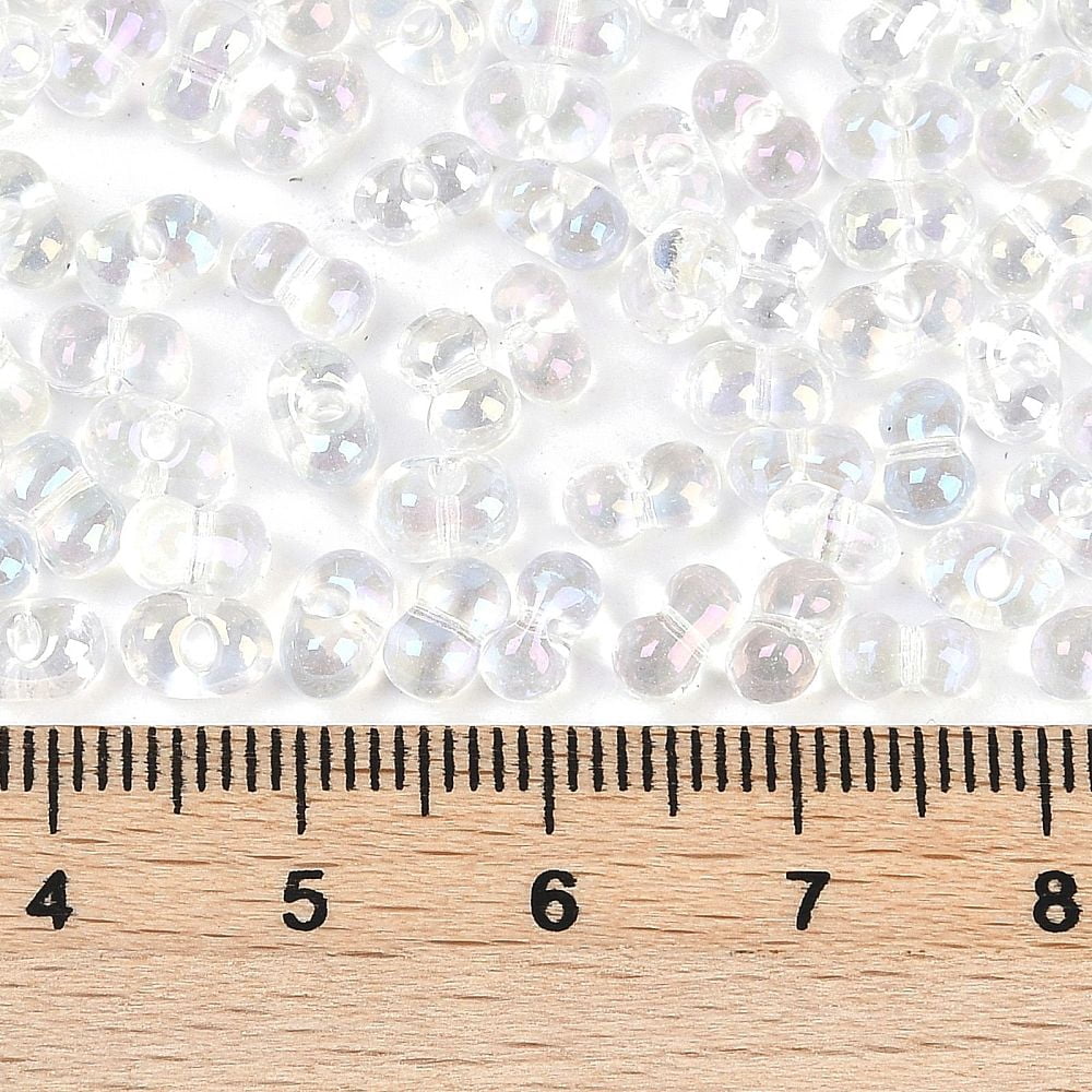 1Pound Transparent Colours Rainbow Glass Seed Beads Round Hole Peanut Clear AB 3.5x6x3.5mm Hole: 0.8mm 4500pcs/pound