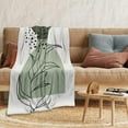 thumbnail image 2 of Sage Green Mid Century Flannel Throw Blankets Boho Abstract Leaf Thick Reversible Plush Fleece Blanket for Bed Couch Sofa,Geometric Minimalist Aesthetic Comfy Warm Fuzzy TV Throws 50"x60", 2 of 6