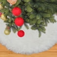 thumbnail image 5 of AuroraX Stylish White Faux Fur Christmas Tree Skirt Soft Plush Xmas Tree Mat Base Cover 21" for Artificial Trees, 5 of 6