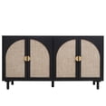 thumbnail image 3 of Kepooman Rattan Cabinet, Modern Sideboard, Buffet Storage Cabinet, Accent Cabinet with 4 Doors for Living Room Kitchen Hallway, Black, 3 of 13
