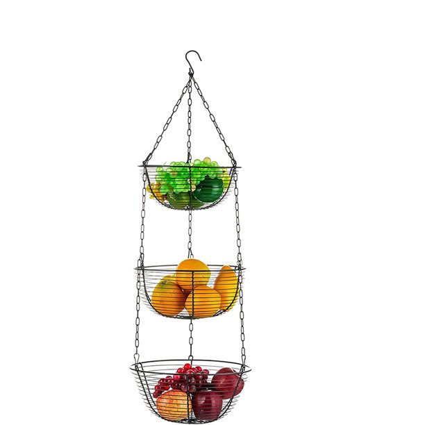 NOGIS Hanging Fruit Basket 3 Tier Wire Basket Heavy Duty Metal Basket