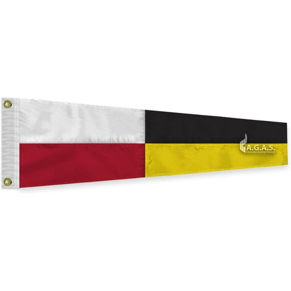 AGAS No 9 Pennant Code of Signals - 16 In x 3 Ft - Printed 200 Nylon - Quadruple Stitched Edges - Solid Brass Grommets Canvas Heading - Number 9 Signal Flag - Size 2.