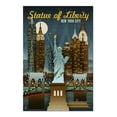 thumbnail image 2 of New York City, New York, Statue of Liberty, Retro Skyline (19x27 inches, Premium 500 Piece Jigsaw Puzzle for Adults and Family, Made in USA), 2 of 4