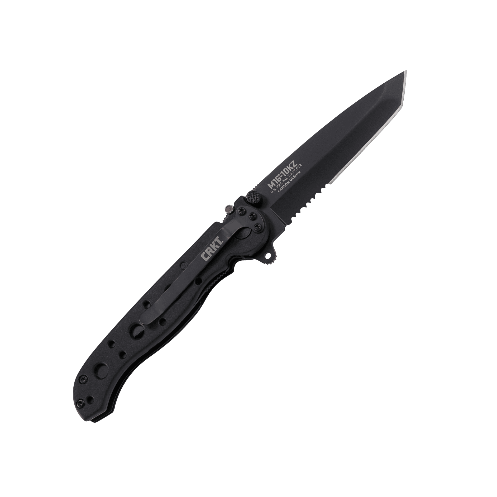 CRKT M16-10KZ Folding Knife with Liner Lock: 1.4116 Triple Point Serrations Blade, Glass-Reinforced Nylon Handle, Pocket Clip, M16-10KZ