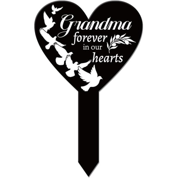 Heart Shaped Pigeon Garden Stake Memorial Grandmother Remembrance Plaque Stakes for Cemetery Acrylic Waterproof Sympathy Garden Stake for Yard Grave Cemetery