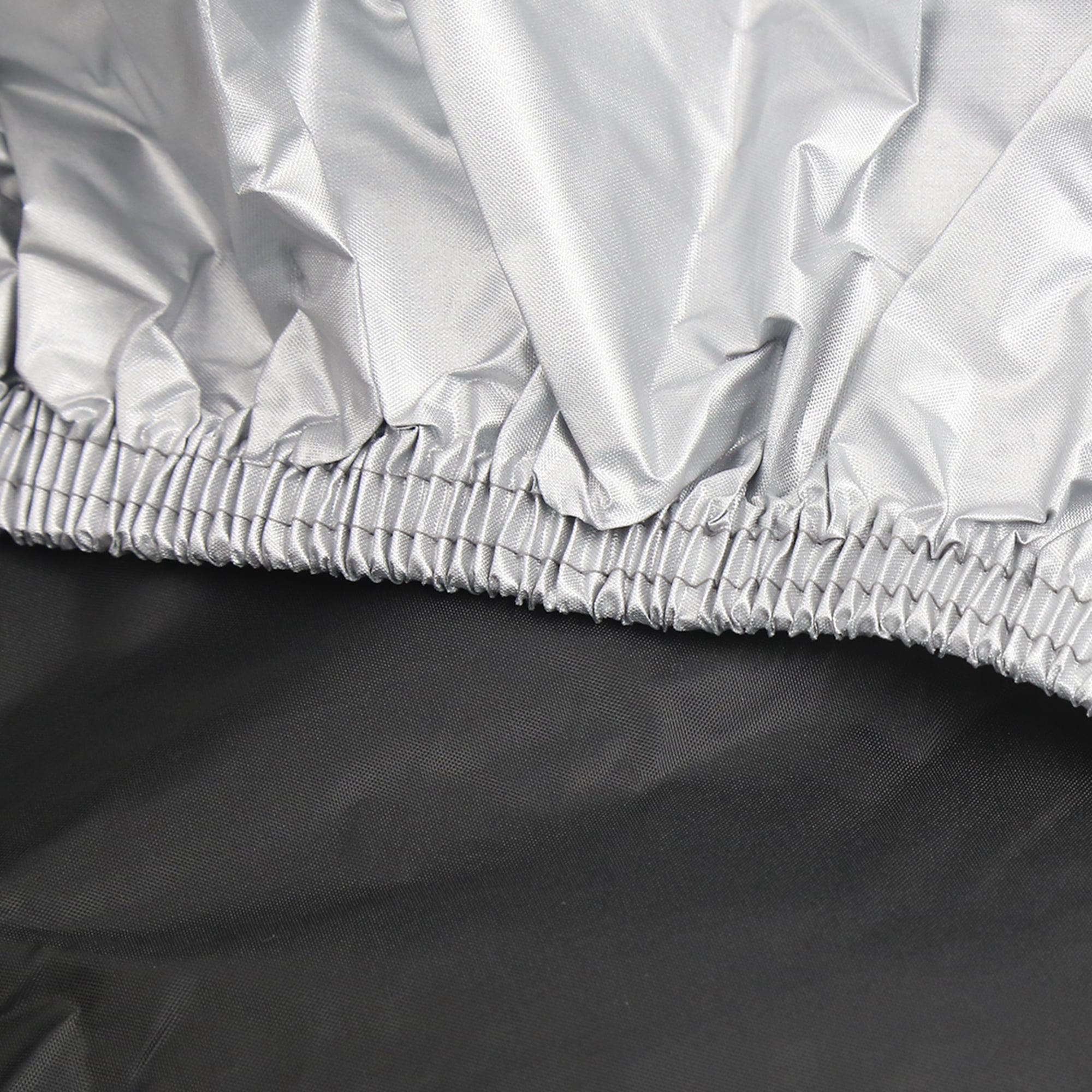 REGALWOVEN 4PC L Size 180T Rain Dust Motorcycle Cover Black Silver Tone Outdoor UV Protector