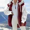 thumbnail image 5 of TQWQT Winter Fleece Jackets for Women, Womens Fluffy Fleece Coat Sherpa Faux Fur Jackets with Hood Fuzzy Full Zip Hooded Sweatshirt Hoodies Outwear Wine XXXXXL, 5 of 6