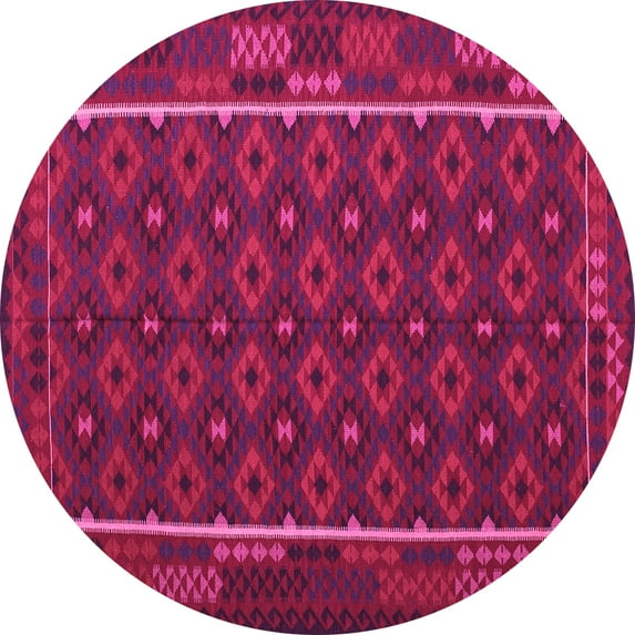 Ahgly Company Indoor Round Oriental Pink Traditional Area Rugs, 6' Round