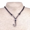 thumbnail image 2 of BlueRica Fish Hook Pendant on Adjustable Black Cord Necklace (Old Silver), 2 of 5