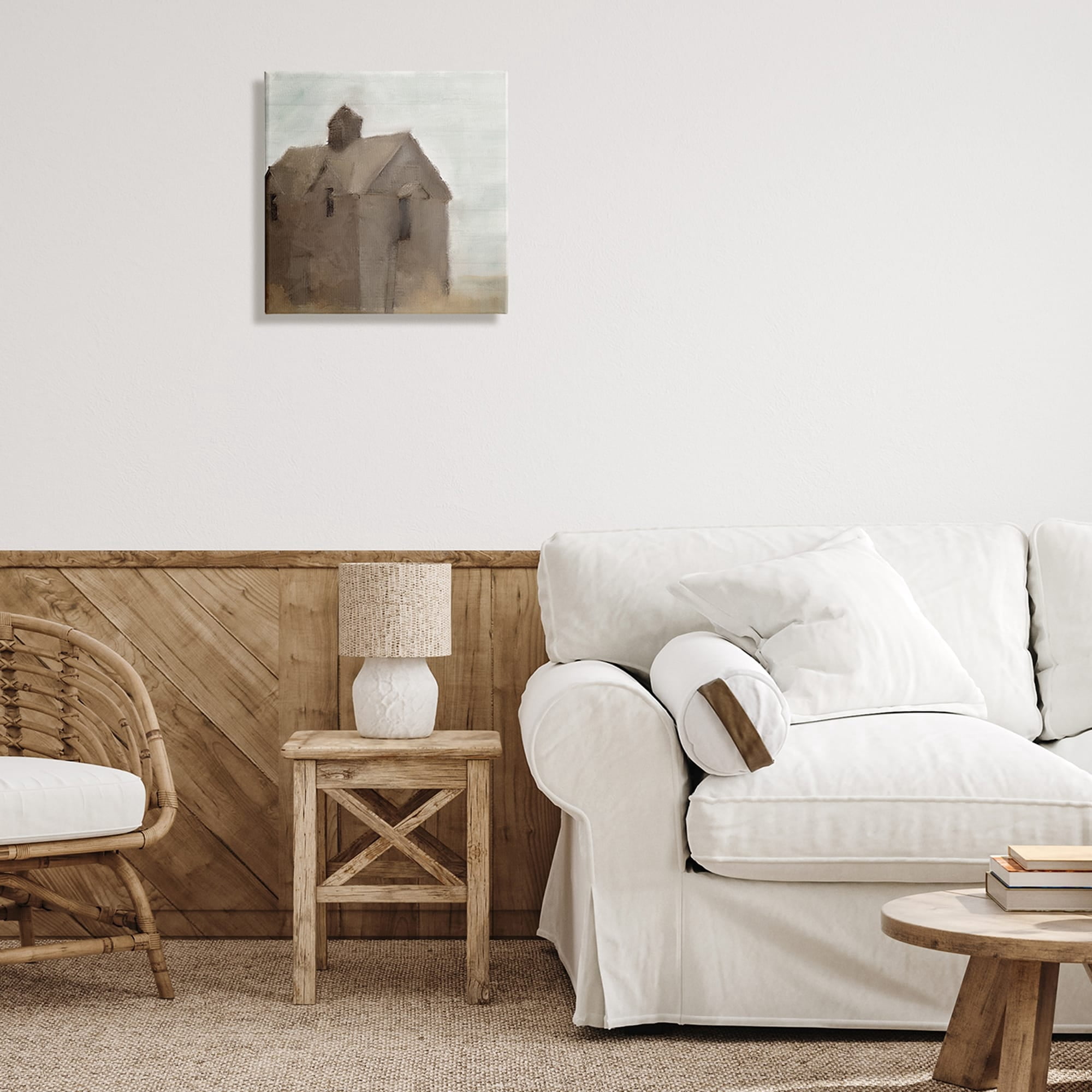 Stupell Industries Rustic Painterly Brown Barn Rural Farmland Paintings Gallery-Wrapped Canvas Print Wall Art, 17x17, by Kim Allen