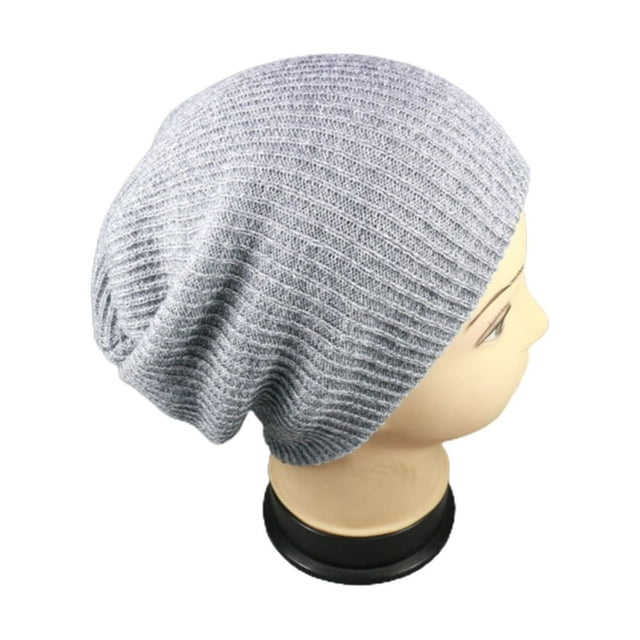 Bonnet Homme Couleur Unie Rayé Automne Hiver Sans Bord Bonnet pour l'Extérieur