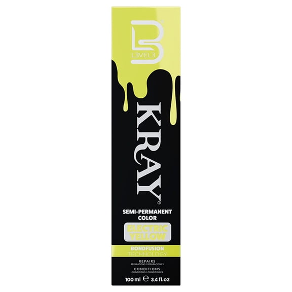 Level 3 Kray Electric Semi Permanent Hair Color - Vibrant Long Lasting Shine - Argan Oil Protection - 100 ml