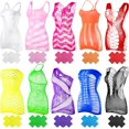 thumbnail image 1 of sandy Lingerie Résille pour Femmes BabyDolls Chemise Mini Robe en Maille Justaucorps Plus X Shape Boobs Cover Multicolore, 1 of 1