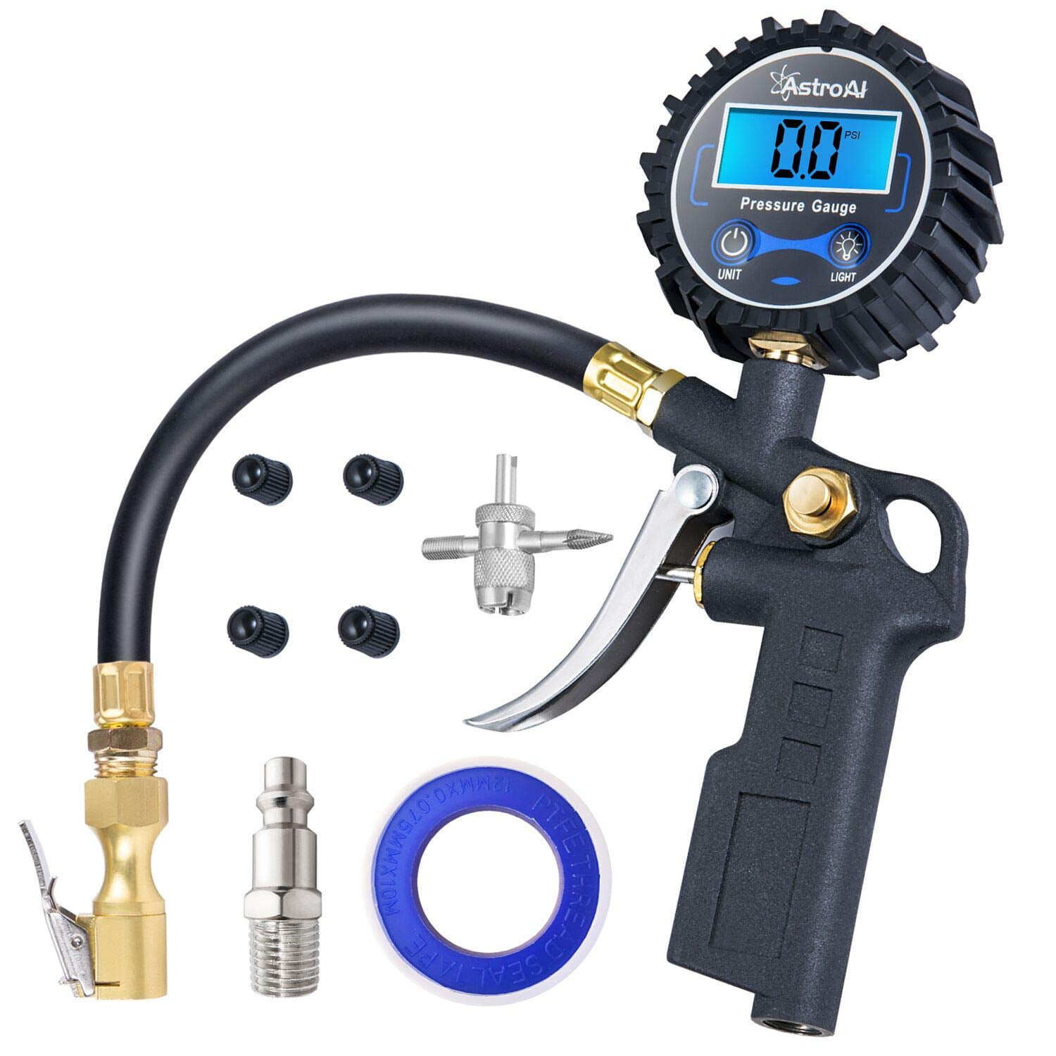 Air Tire INFLATION With Pressure Gauge Dual Chuck Air Compressor Tools 