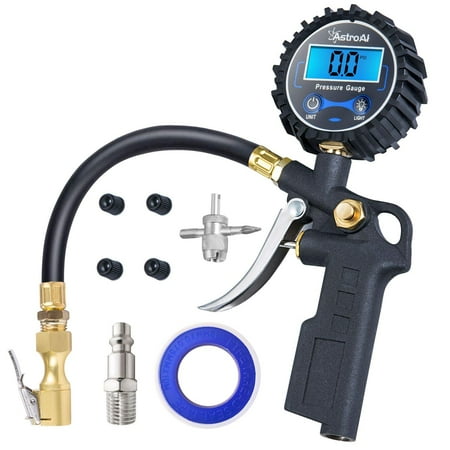 AstroAI Digital Tire Inflator with Pressure Gauge, Medium 250 PSI Air Chuck and Compressor Accessories Heavy Duty with Rubber Hose and Quick Connect Coupler for 0.1 Display Resolution ,
