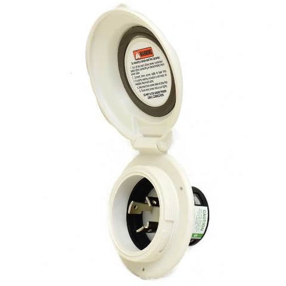 Marinco Boat Shore Power Outlet 304EL-BX | Round 16A 220V White