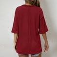 thumbnail image 4 of Timegard Blouse pour Femmes Habillée Décontractée Col en V Fente Latérale Manches 1/2 Chemises Amples Confortables Haut Été, 4 of 7