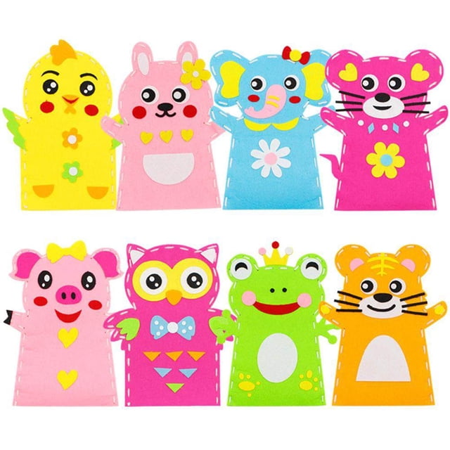 Marionetas De Mano De Fieltro De Animales, Juego De Marionetas De Mano De Fieltro De 8 Piezas, Costura DIY Para Niños Para Teatro