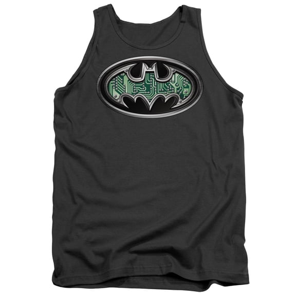 Batman Circuitry Shield Adult Tank Top Charcoal