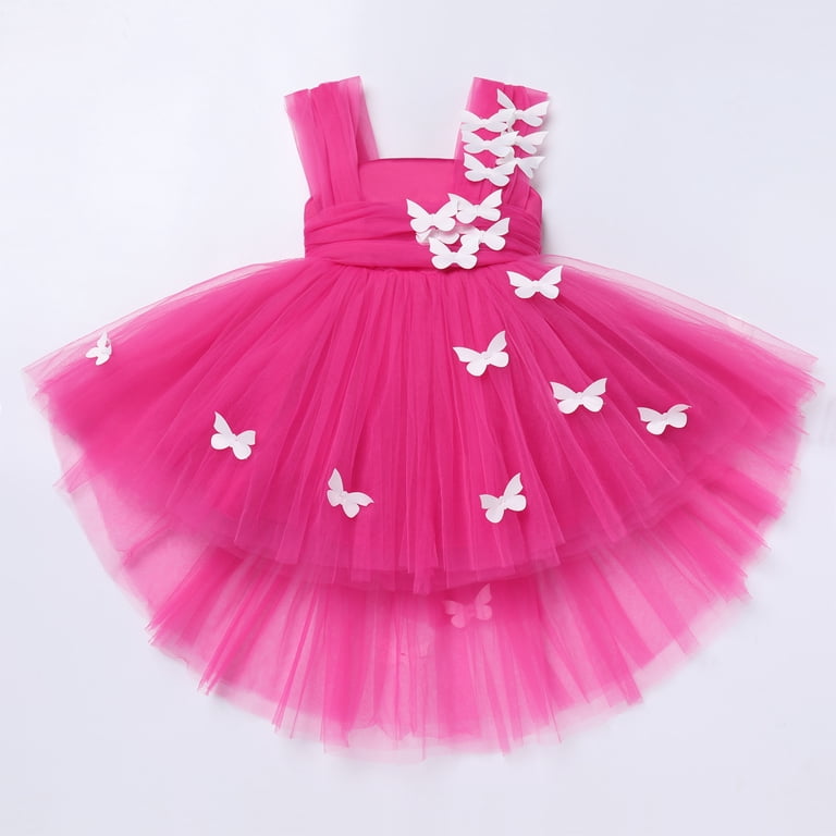 Ibtom Castle Toddler Baby Girls Birthday Party Dress Butterfly Embroidery Princess Tulle Tutu Wedding Pageant Evening Prom Ball Gown 5-6 Years Hot